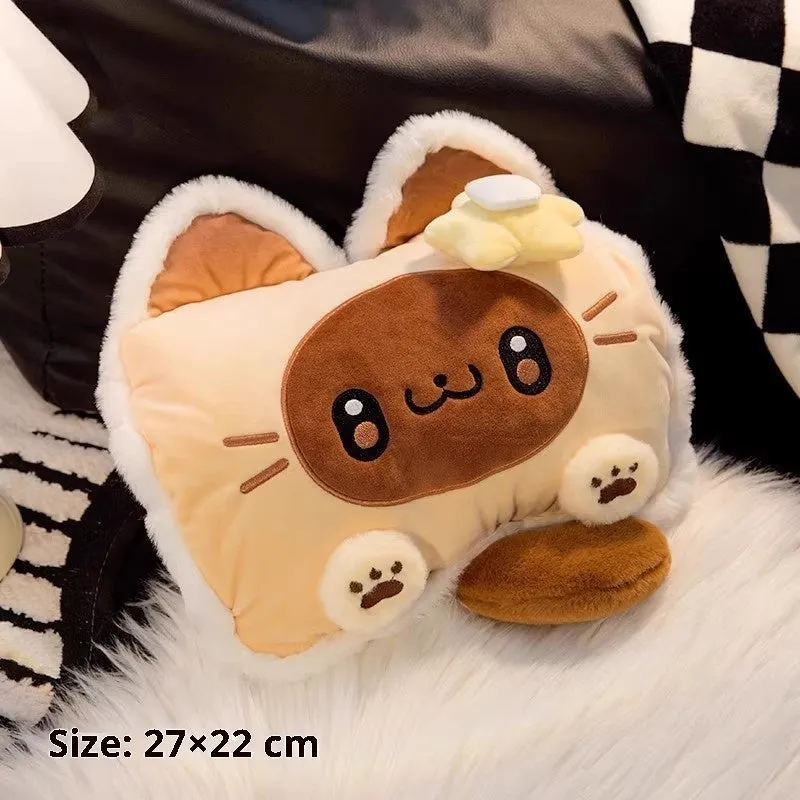 Electric hot water bottle with plush cover in Flower Siamese Kitten pattern for personal warmth