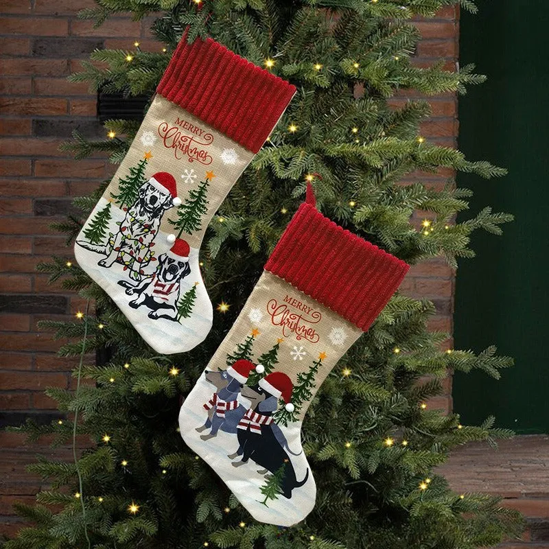Pet themed cloth Christmas tree pendant ornament with cat and dog designs in pastoral style