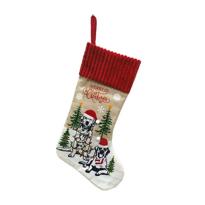 Pet themed cloth Christmas tree pendant ornament with cat and dog designs in pastoral style