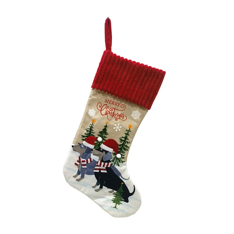 Pet themed cloth Christmas tree pendant ornament with cat and dog designs in pastoral style