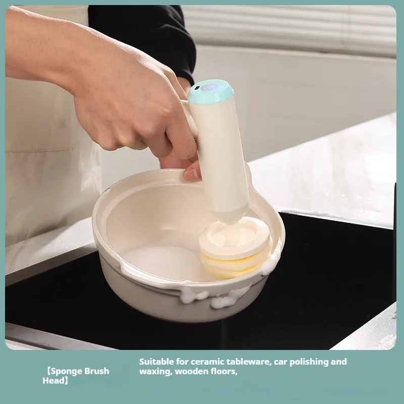 Bangshou electric cleaning brush with three brush heads in white and green colour options