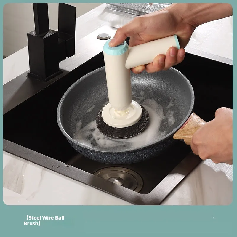 Bangshou electric cleaning brush with three brush heads in white and green colour options