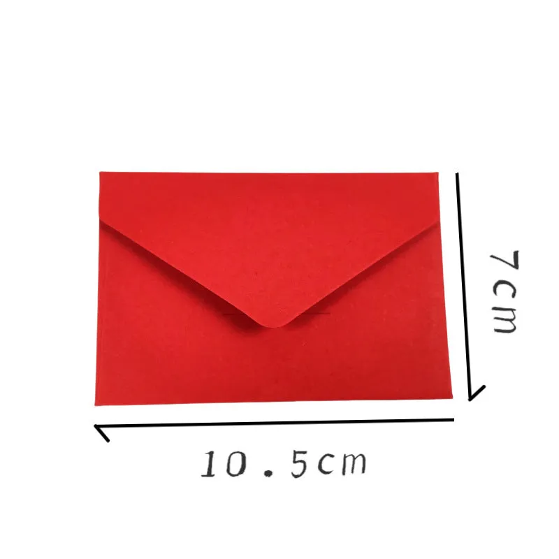 Pack of 100 kraft paper mini envelopes in beige, black, light brown, red, and white