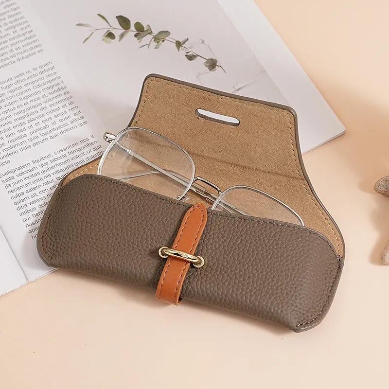 Retro portable sun glasses protective sleeve solid colour gray with waterproof PVC lining PU material