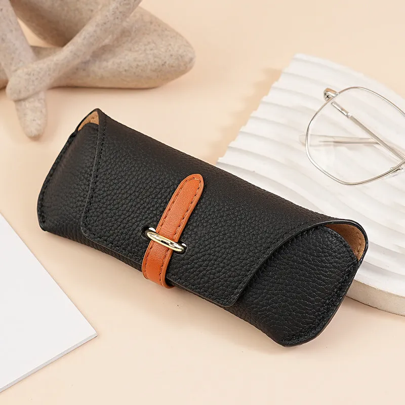 Retro portable sun glasses protective sleeve solid colour gray with waterproof PVC lining PU material