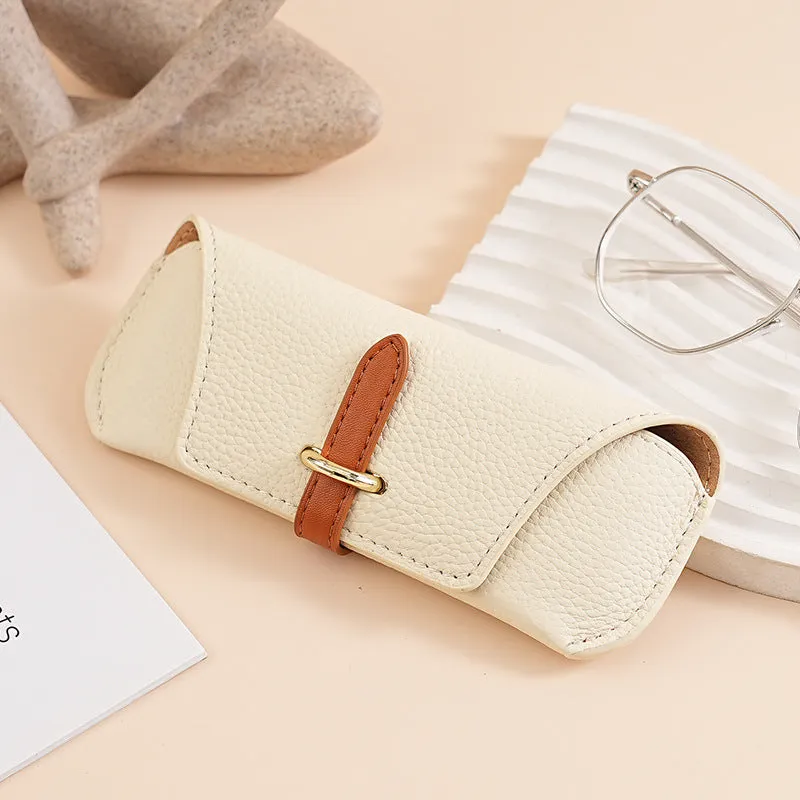 Retro portable sun glasses protective sleeve solid colour gray with waterproof PVC lining PU material