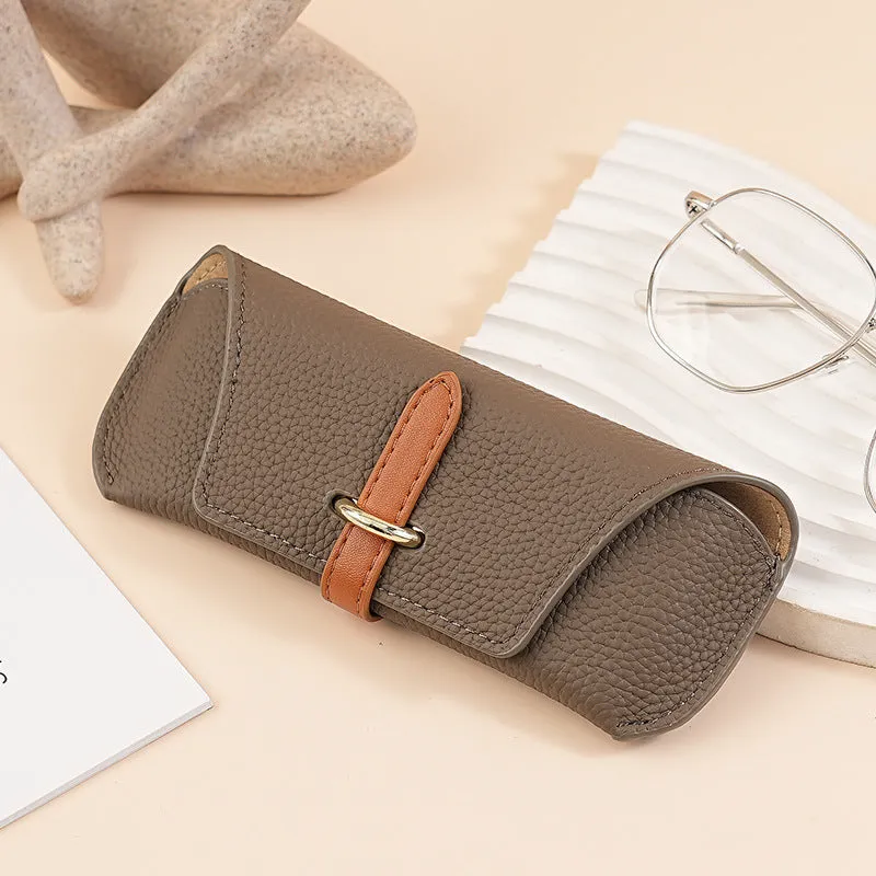 Retro portable sun glasses protective sleeve solid colour gray with waterproof PVC lining PU material