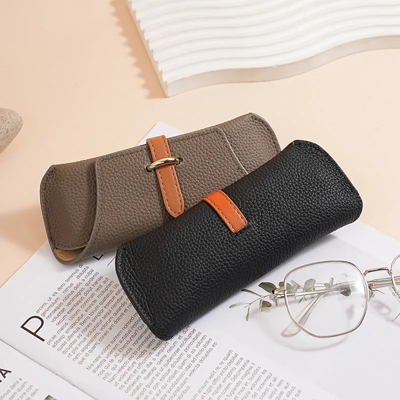 Retro portable sun glasses protective sleeve solid colour gray with waterproof PVC lining PU material