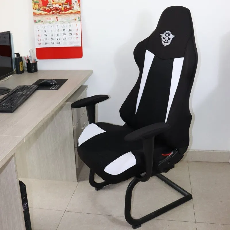 Oval polyester dustproof swivel chair cover set in black and red with armrest covers 80x88cm