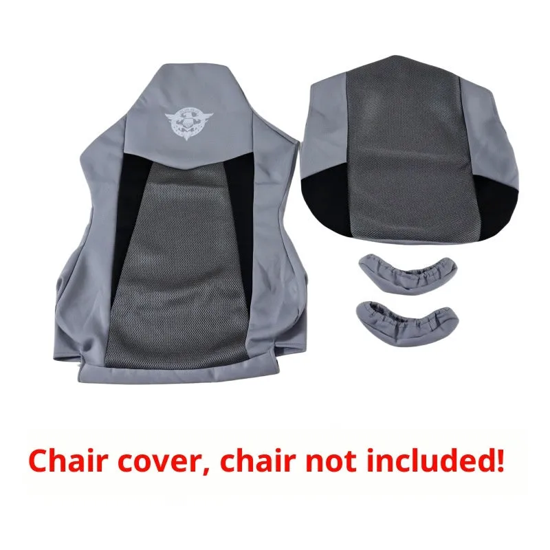 Oval polyester dustproof swivel chair cover set in black and red with armrest covers 80x88cm
