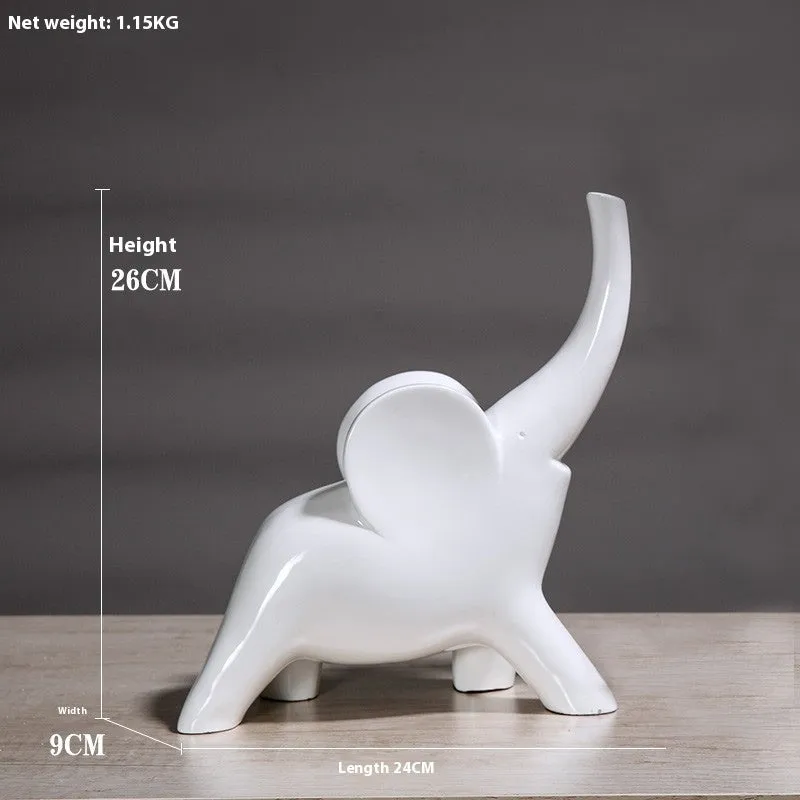 Large rose gold resin elephant ornament with modern simplicity style on a shelf