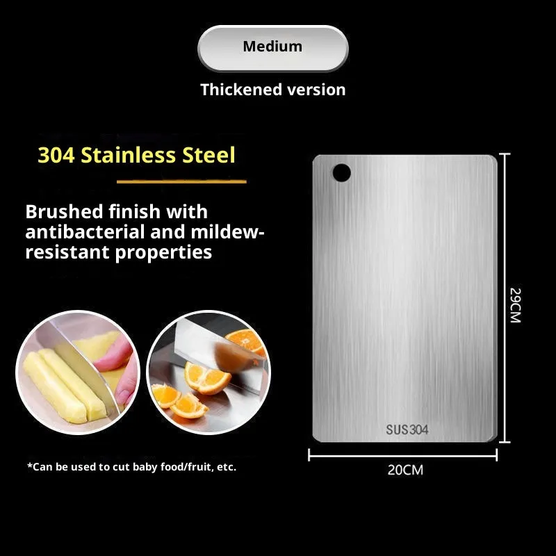 Mildew-proof stainless steel double-sided cutting board square shape SUS304 25x15cm kitchen chopping board