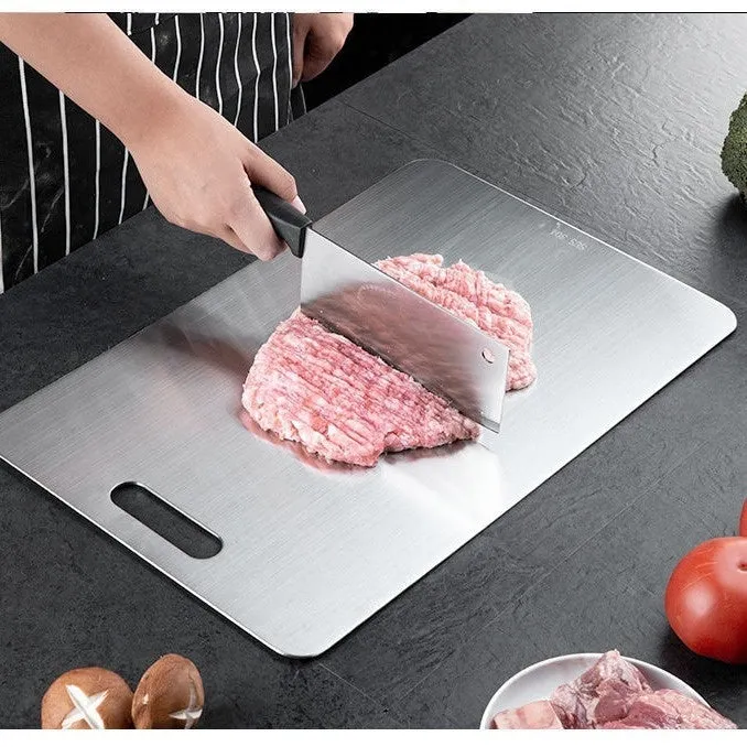 Mildew-proof stainless steel double-sided cutting board square shape SUS304 25x15cm kitchen chopping board