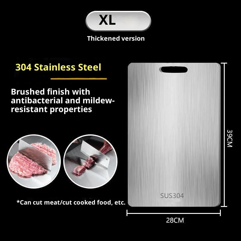 Mildew-proof stainless steel double-sided cutting board square shape SUS304 25x15cm kitchen chopping board
