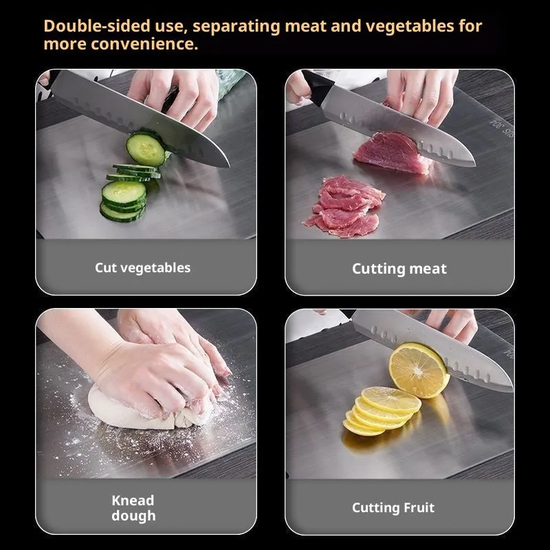 Mildew-proof stainless steel double-sided cutting board square shape SUS304 25x15cm kitchen chopping board