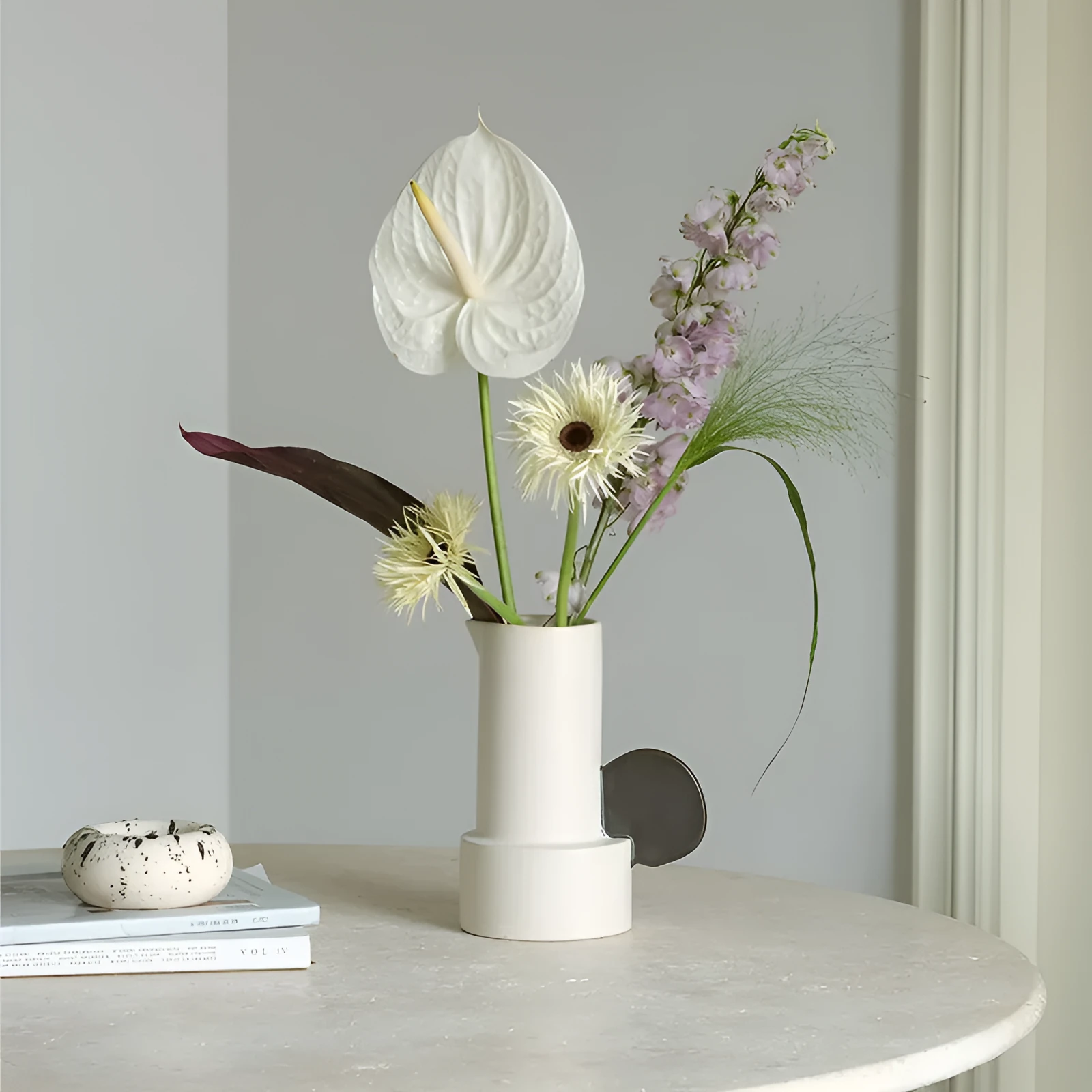 Fashion Simple Home medium ceramic vase in misty moon colour on a tabletop