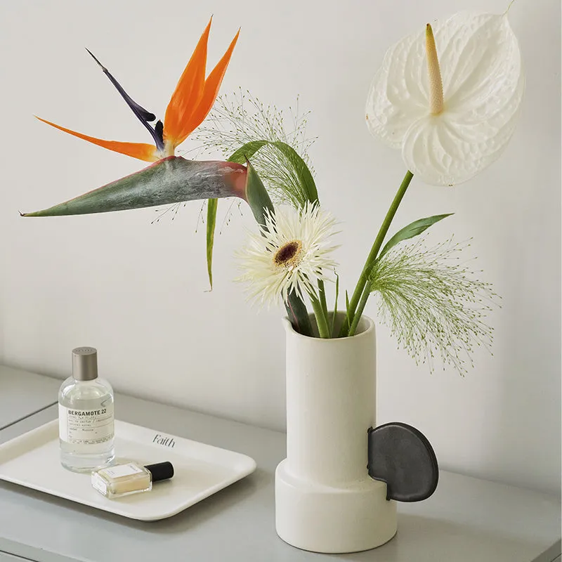 Fashion Simple Home medium ceramic vase in misty moon colour on a tabletop