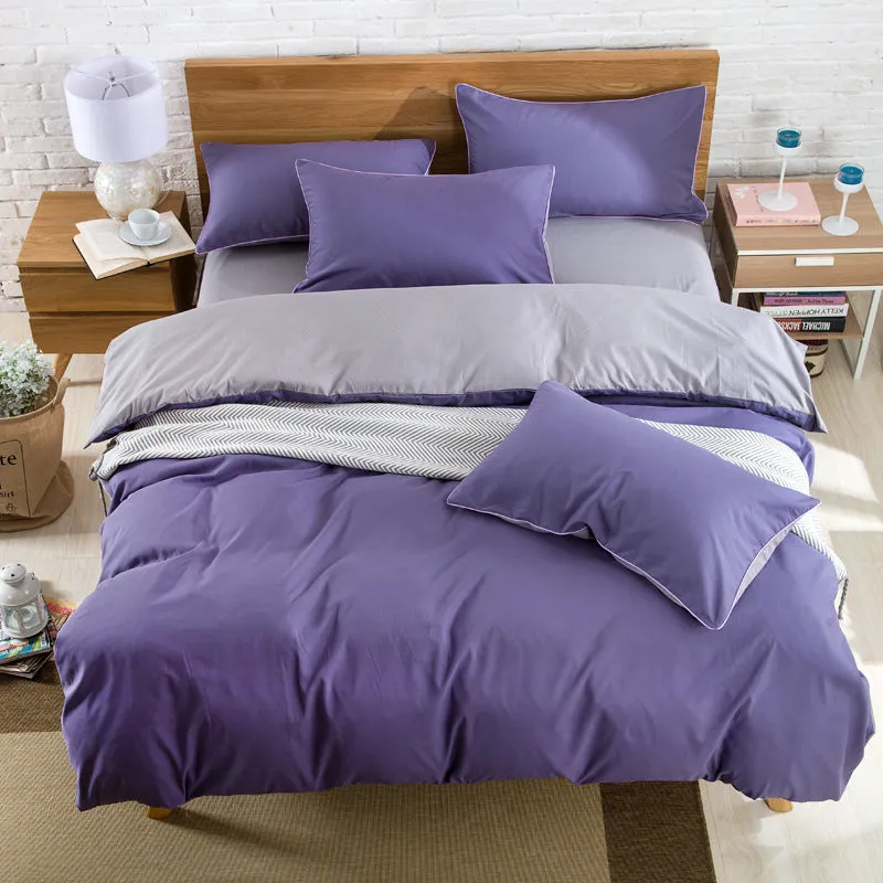 Brushed plain bedding set in brick red colour with duvet cover, sheet and pillowcase on a bed