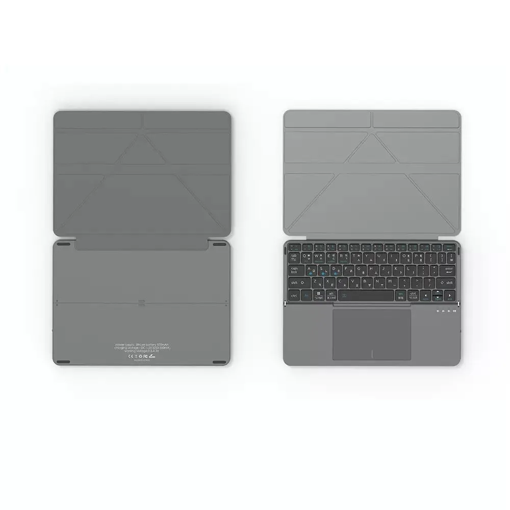 Grey wireless Bluetooth folding keyboard for mobile phones and tablets