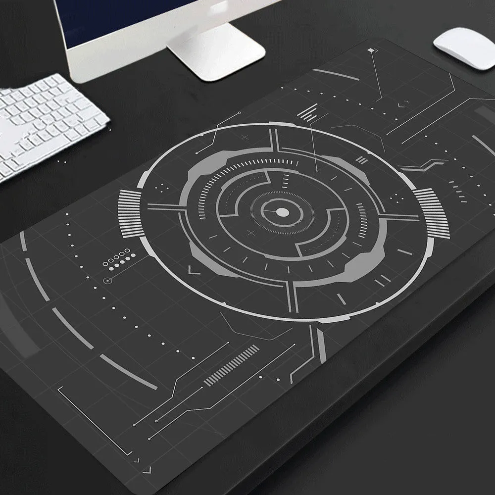 Full black extended extra long rubber mouse pad on desk for gaming and office use
