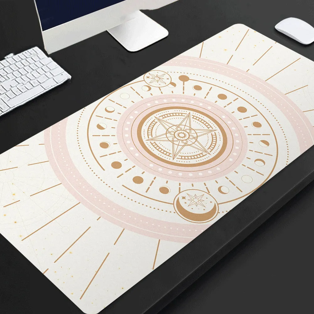 Full black extended extra long rubber mouse pad on desk for gaming and office use