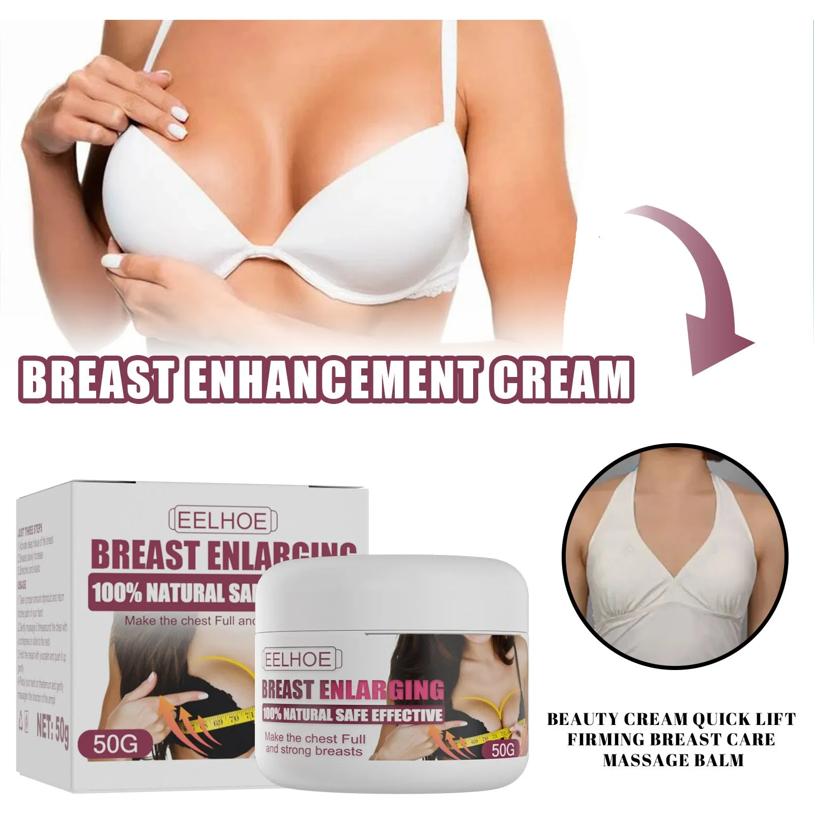 White breast beauty cream tube 50g for lifting and plumping bust