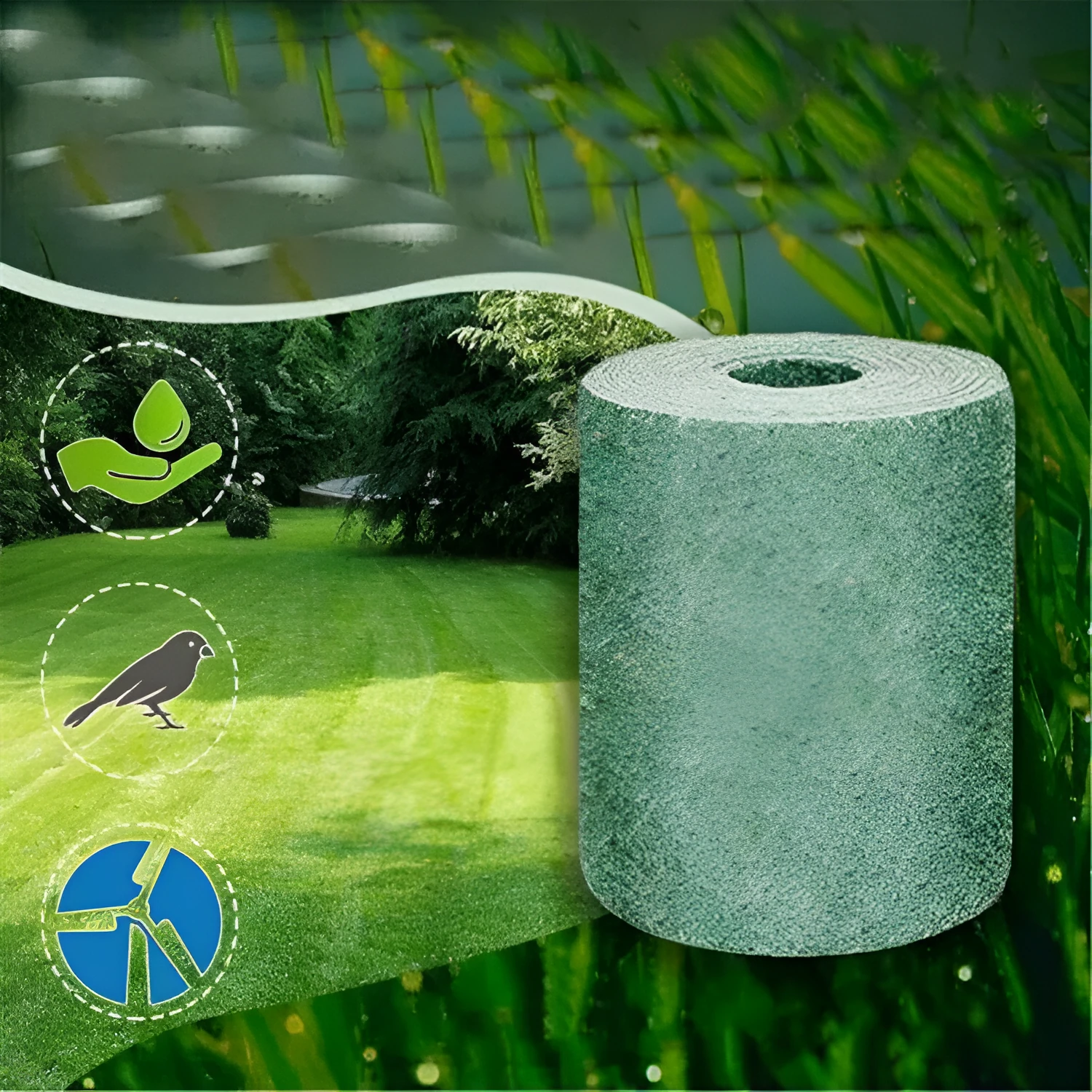 Roll of biodegradable grass seed mat 20cm by 300cm for soil erosion control and lawn establishment