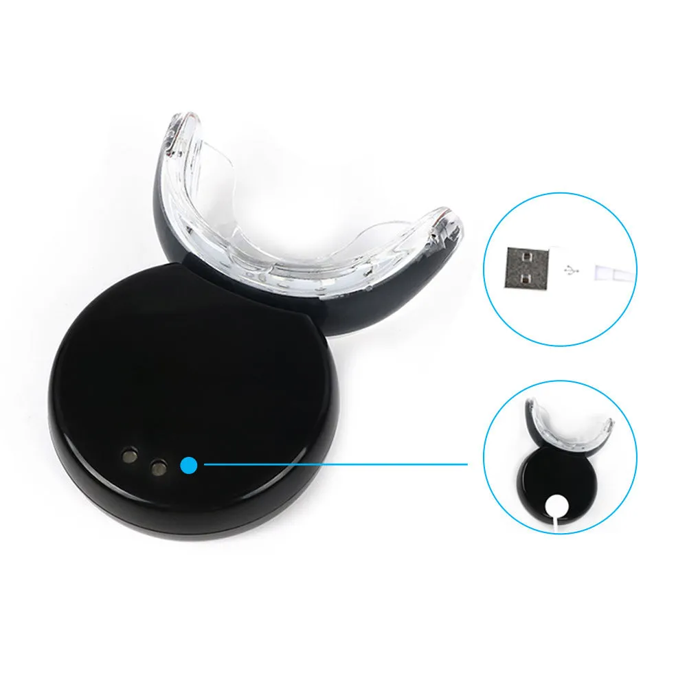 Rechargeable teeth whitening device with LED light in black colour option