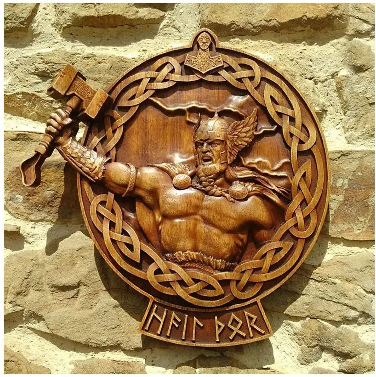 Icon Home acrylic wall hanging depicting Norse mythology character in American style