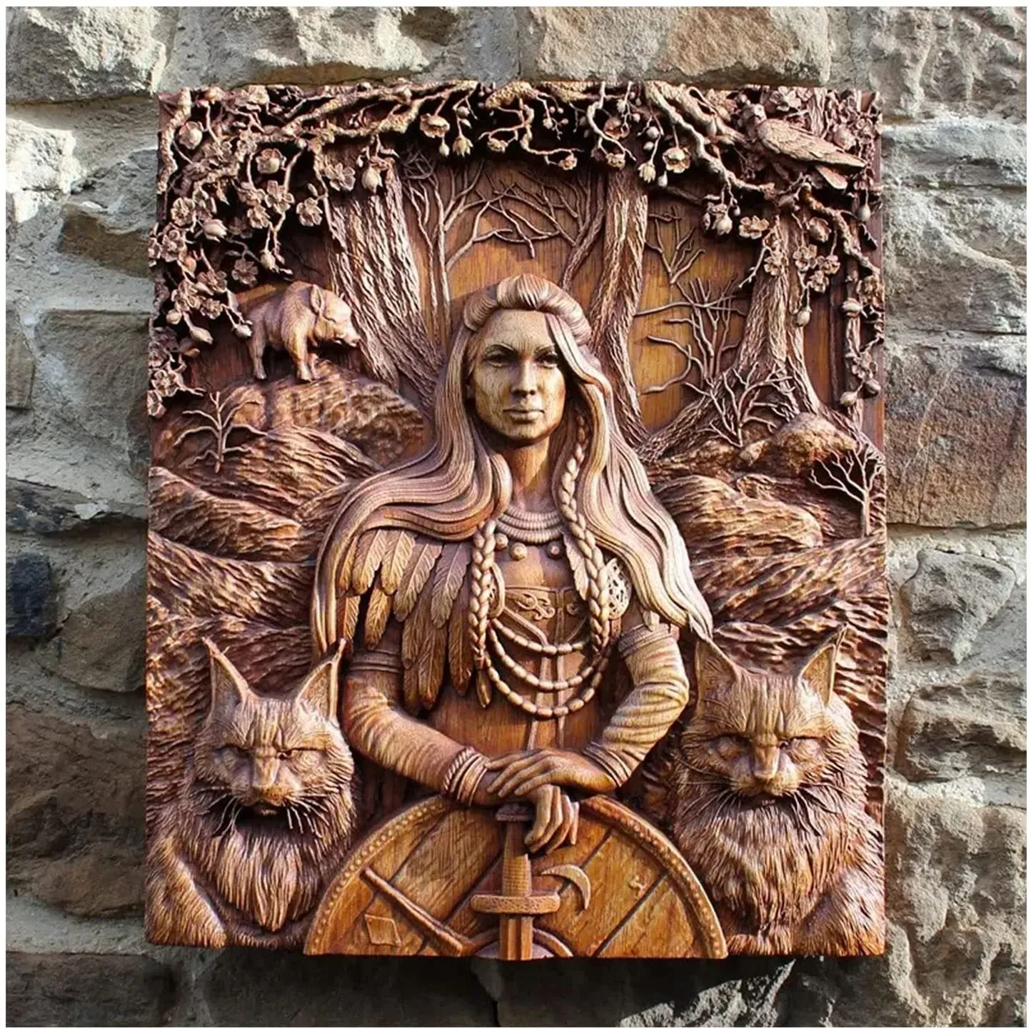 Icon Home acrylic wall hanging depicting Norse mythology character in American style