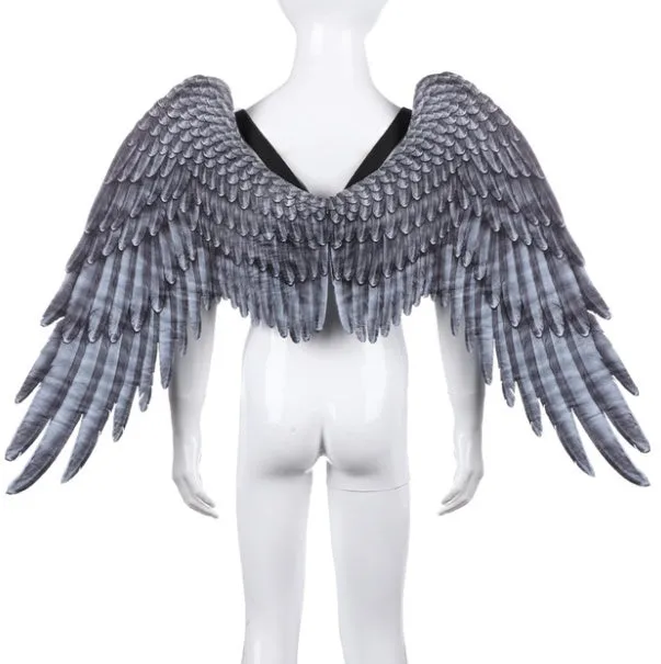 3D angel wings in non-woven fabric, white colour, for kids Halloween costume with elastic shoulder straps