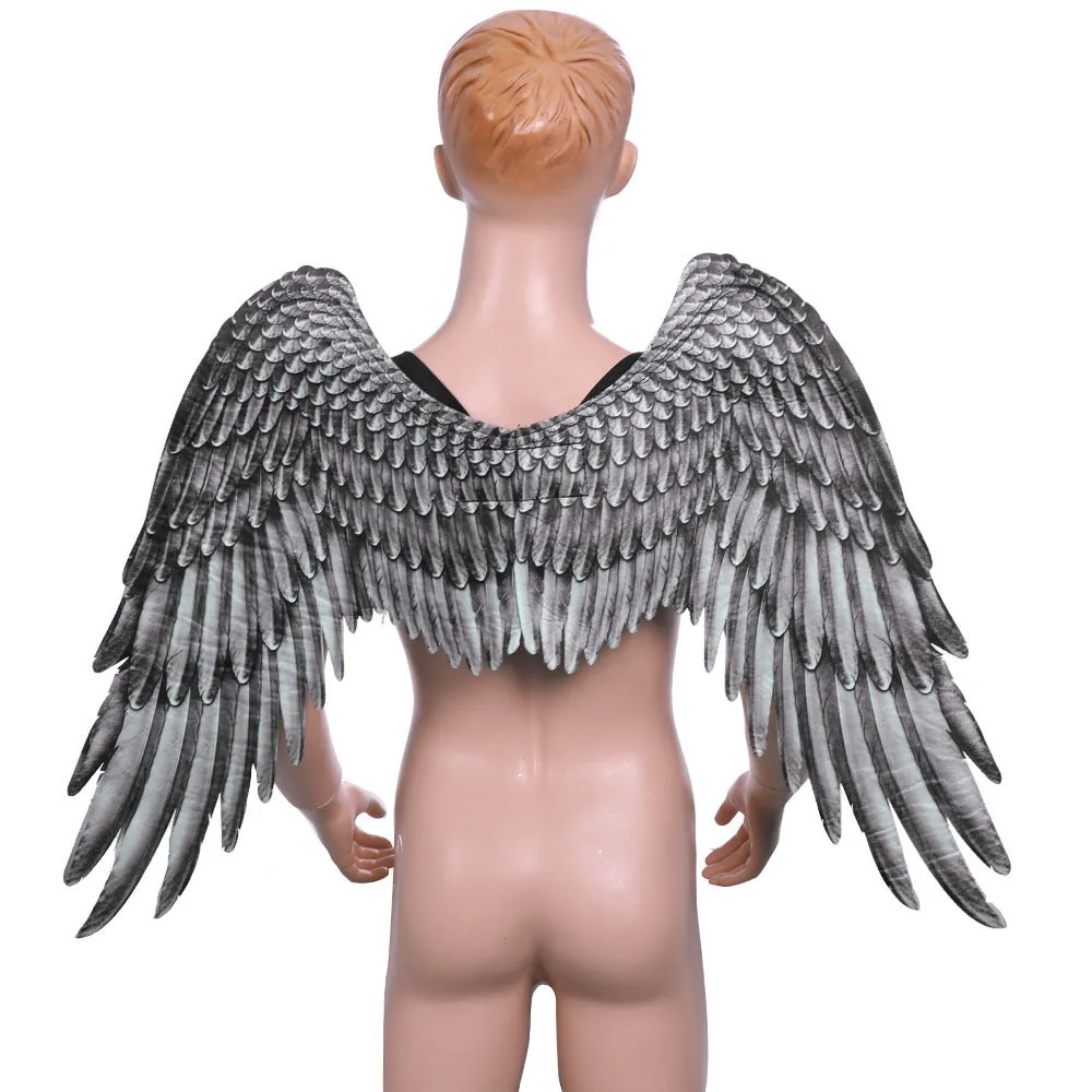 3D angel wings in non-woven fabric, white colour, for kids Halloween costume with elastic shoulder straps