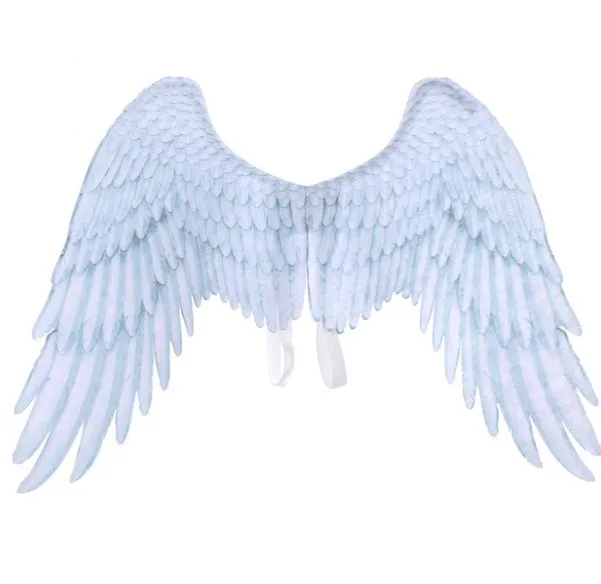 3D angel wings in non-woven fabric, white colour, for kids Halloween costume with elastic shoulder straps