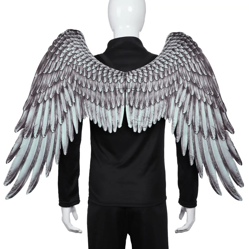 3D angel wings in non-woven fabric, white colour, for kids Halloween costume with elastic shoulder straps