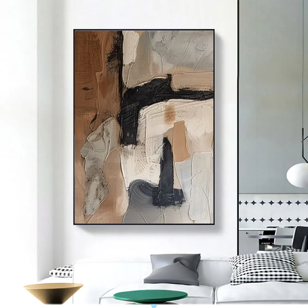 Handmade oil painting on canvas, modern abstract design, frameless and rolled, available in multiple sizes and colours
