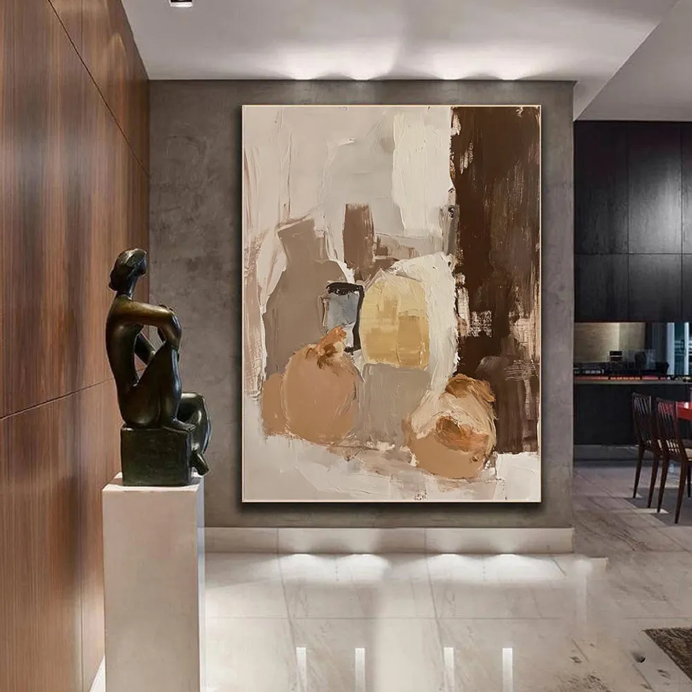 Handmade oil painting on canvas, modern abstract design, frameless and rolled, available in multiple sizes and colours