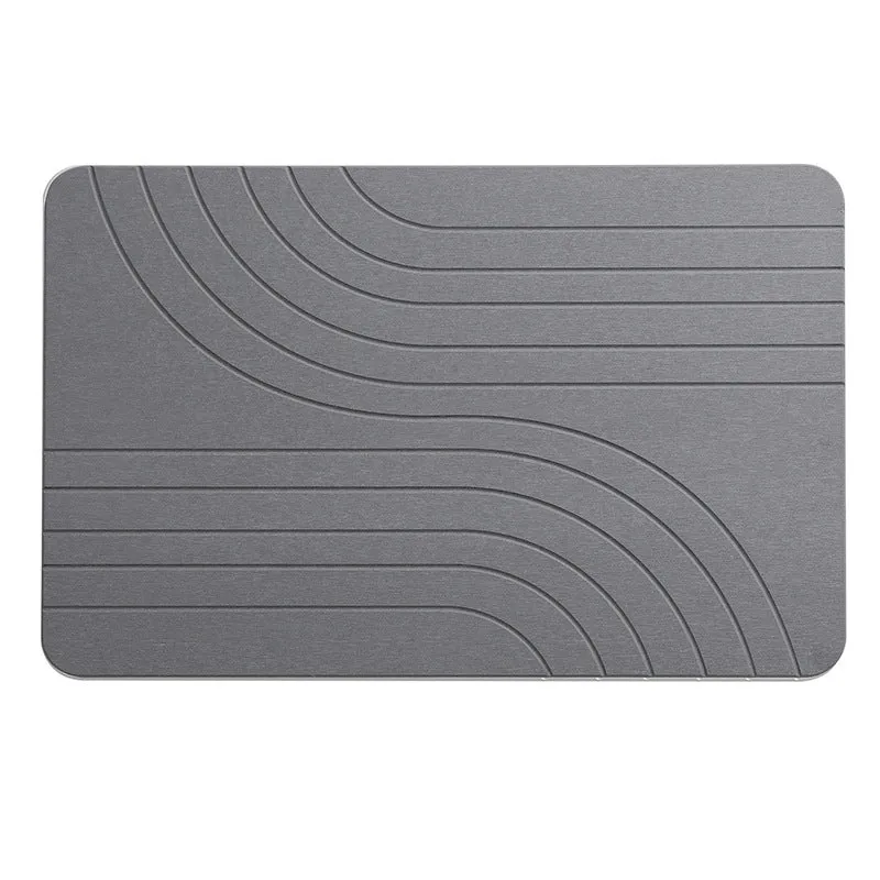 Diatomite bathroom mat in carved white, non-slip instant drying, 60x39cm square shape