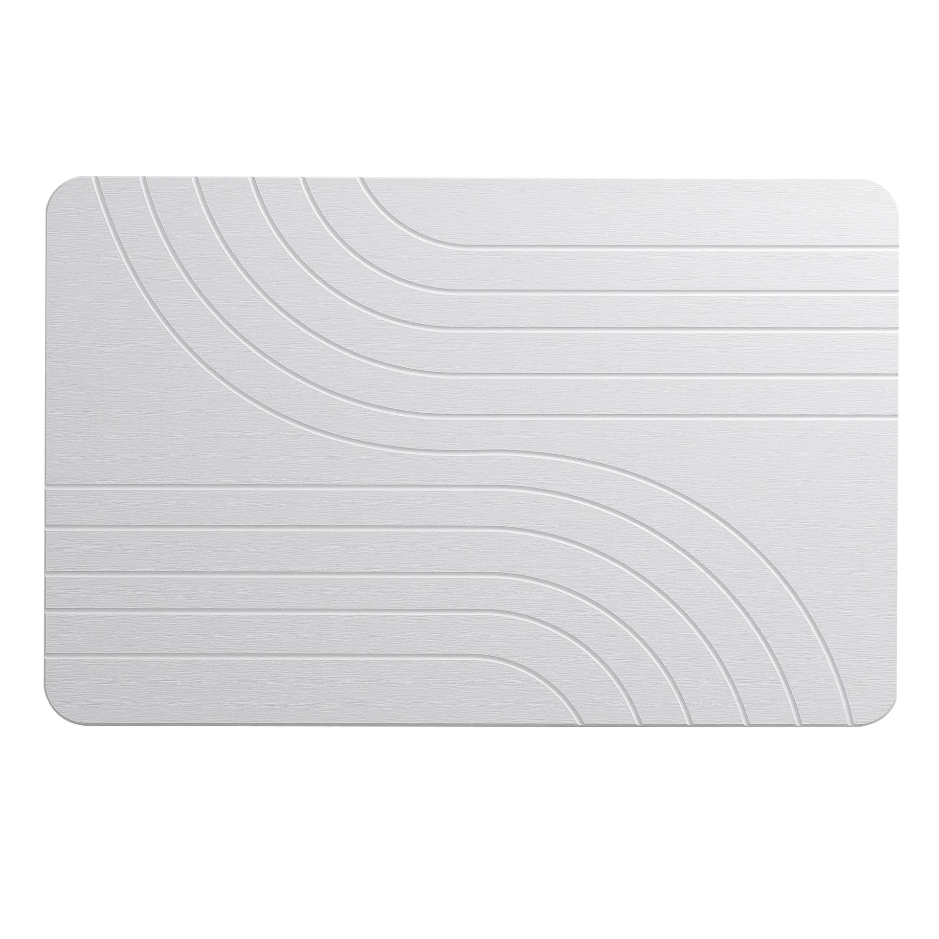 Diatomite bathroom mat in carved white, non-slip instant drying, 60x39cm square shape