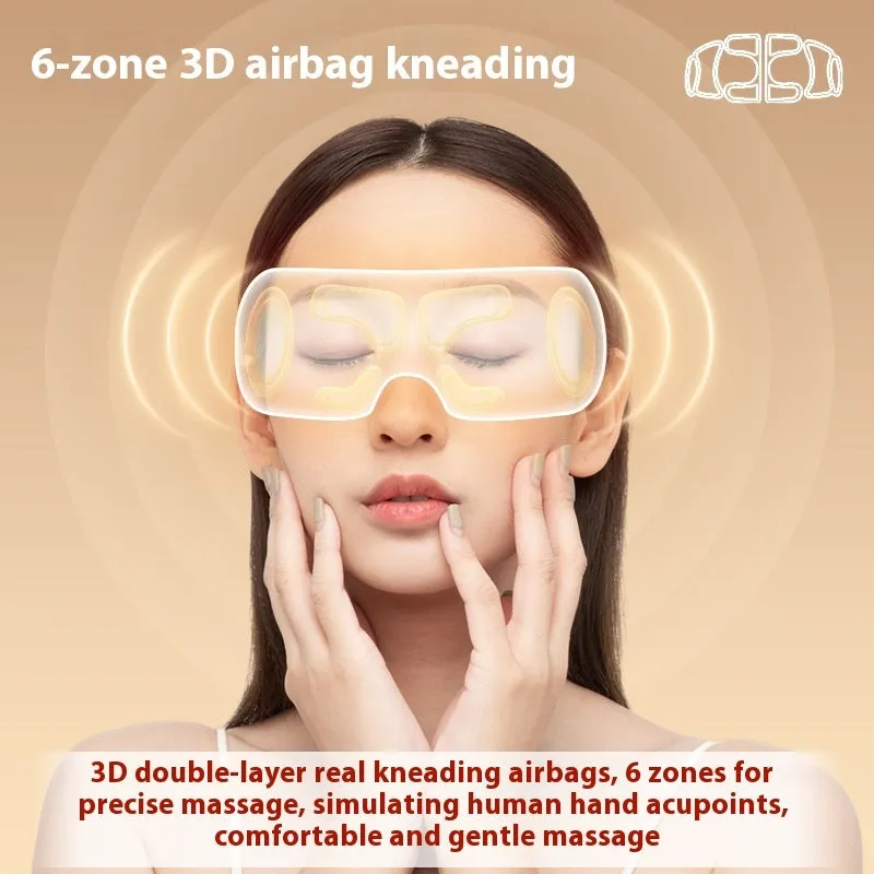 White rechargeable airbag massage and hot compress eye massager for relieving eye fatigue
