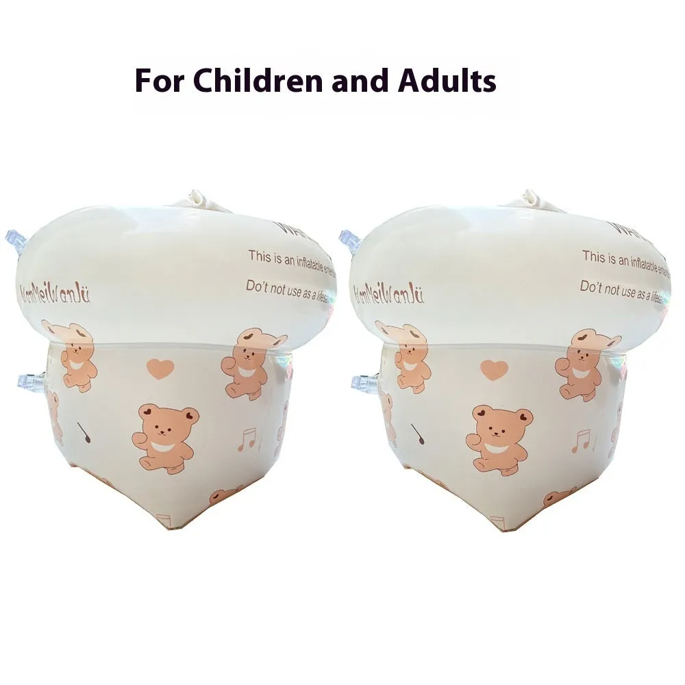Pair of cylinder blue PVC swimming arm floats for children and adults retro series