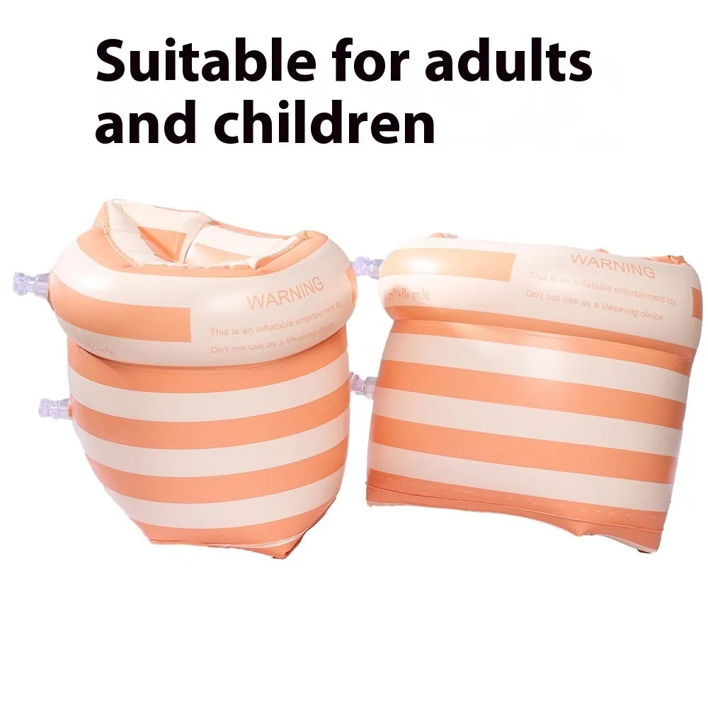 Pair of cylinder blue PVC swimming arm floats for children and adults retro series