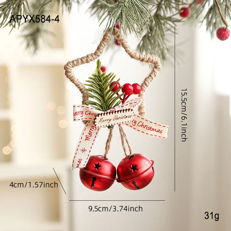 Iron Christmas bell ornament in gold on white background