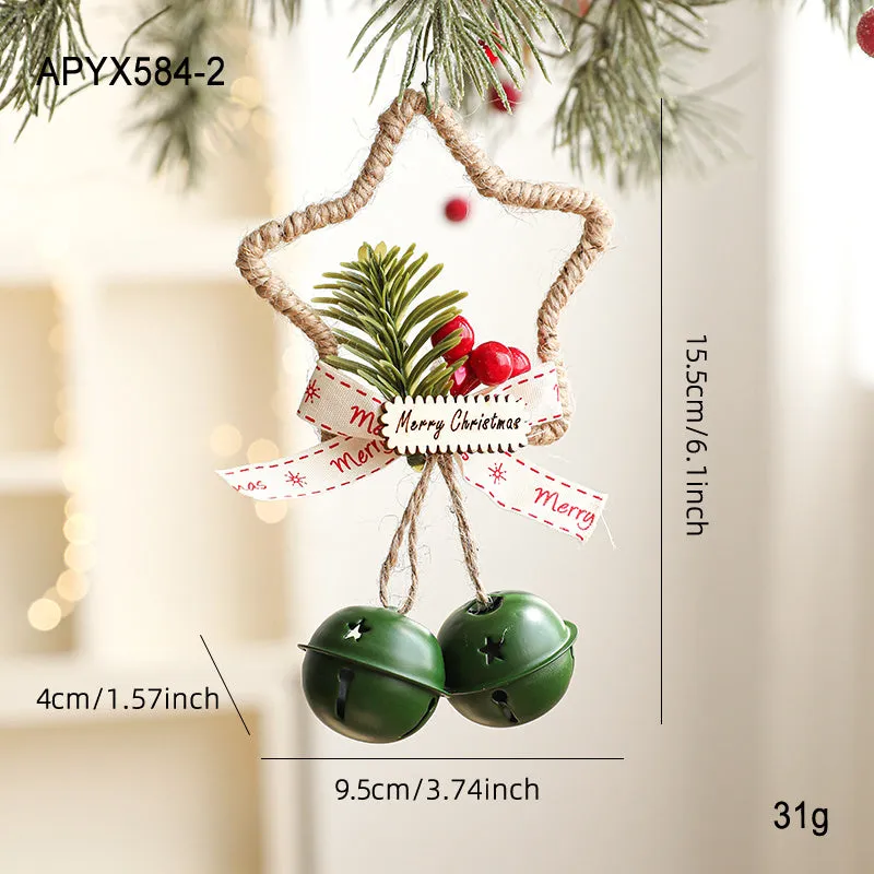 Iron Christmas bell ornament in gold on white background