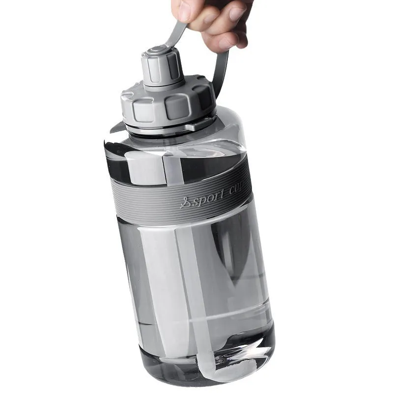 Plastic large capacity cup with straw in PC material, four colour options, capacities from 600ml to 2000ml