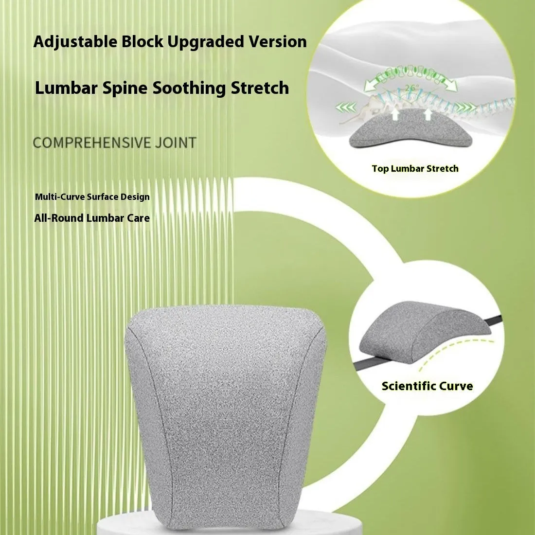 Medium grey cotton waist protection cushion set with adjustable lumbar support for office desk chair
