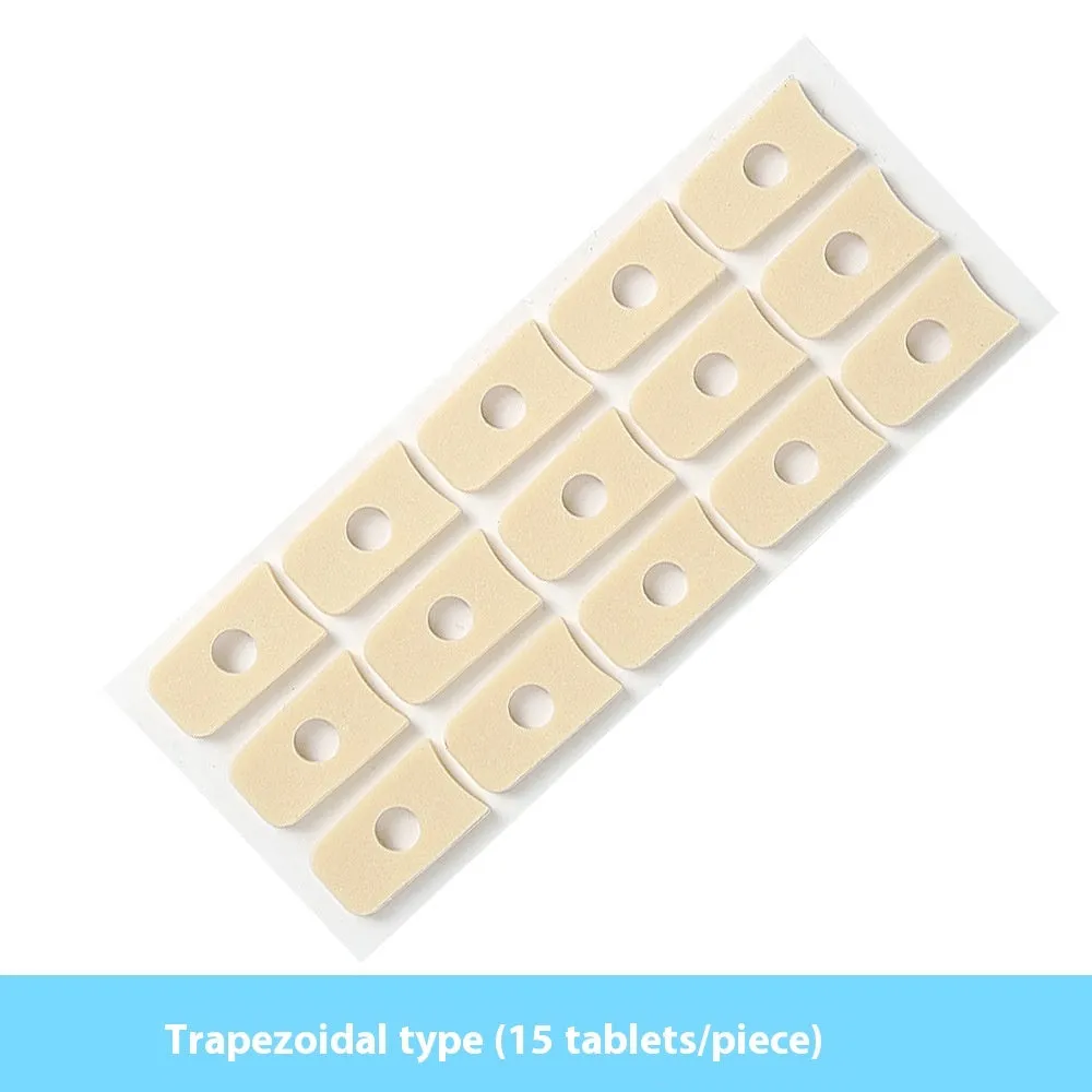 Women's PU heel corn protector toe pads showing four different shapes: circular, large oval, small oval and U-shaped