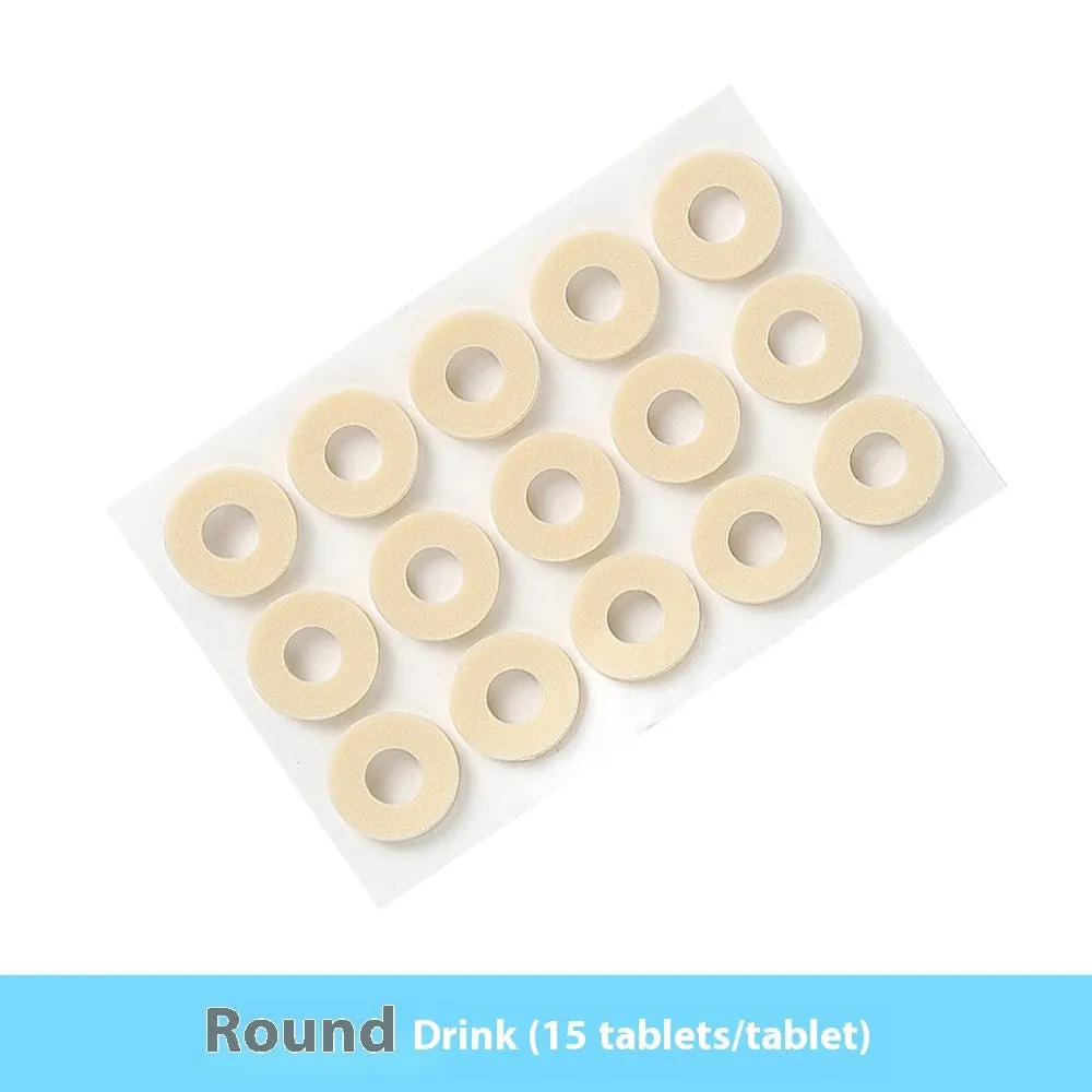 Women's PU heel corn protector toe pads showing four different shapes: circular, large oval, small oval and U-shaped