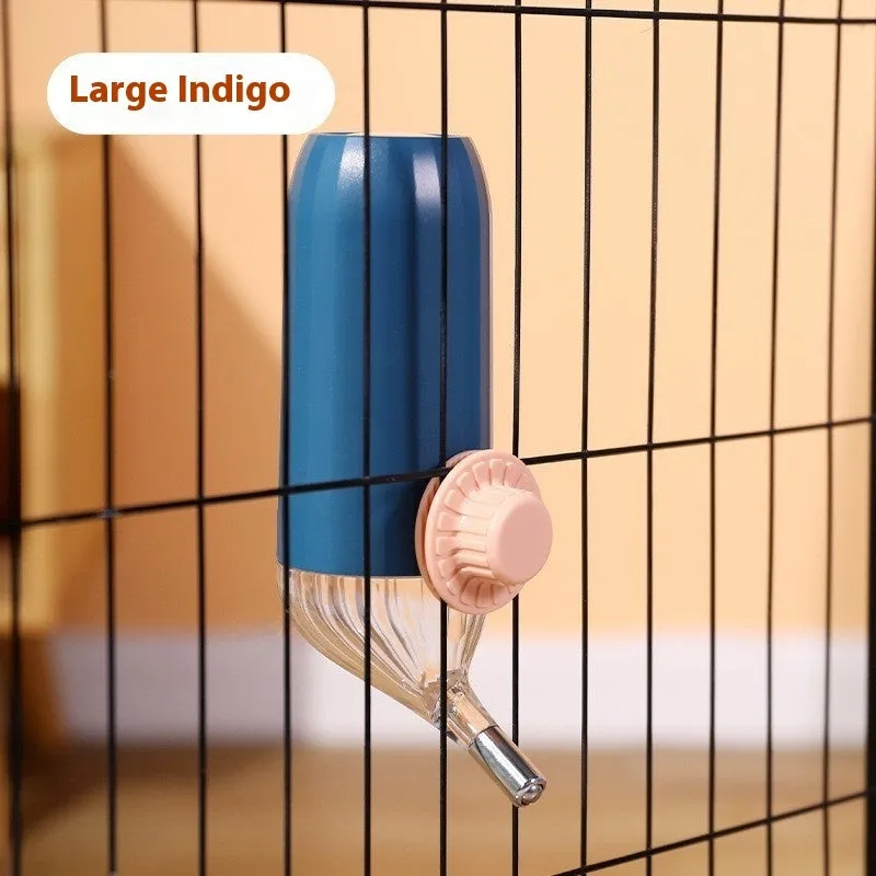 Personalized hanging pet water fountain with stainless steel drinking area, 500ml capacity, in pink