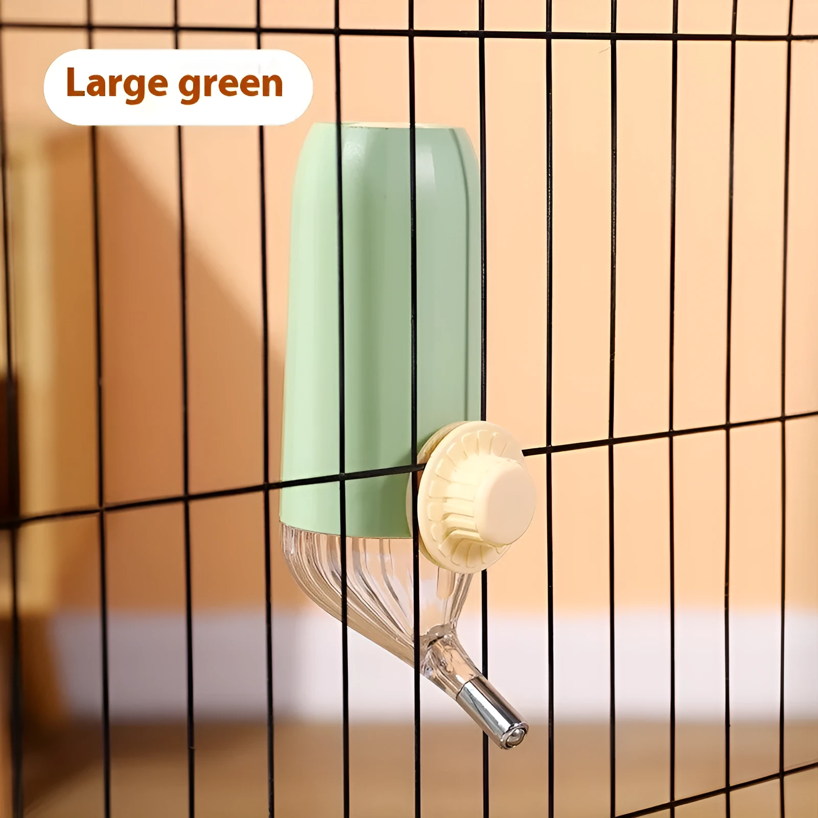 Personalized hanging pet water fountain with stainless steel drinking area, 500ml capacity, in pink