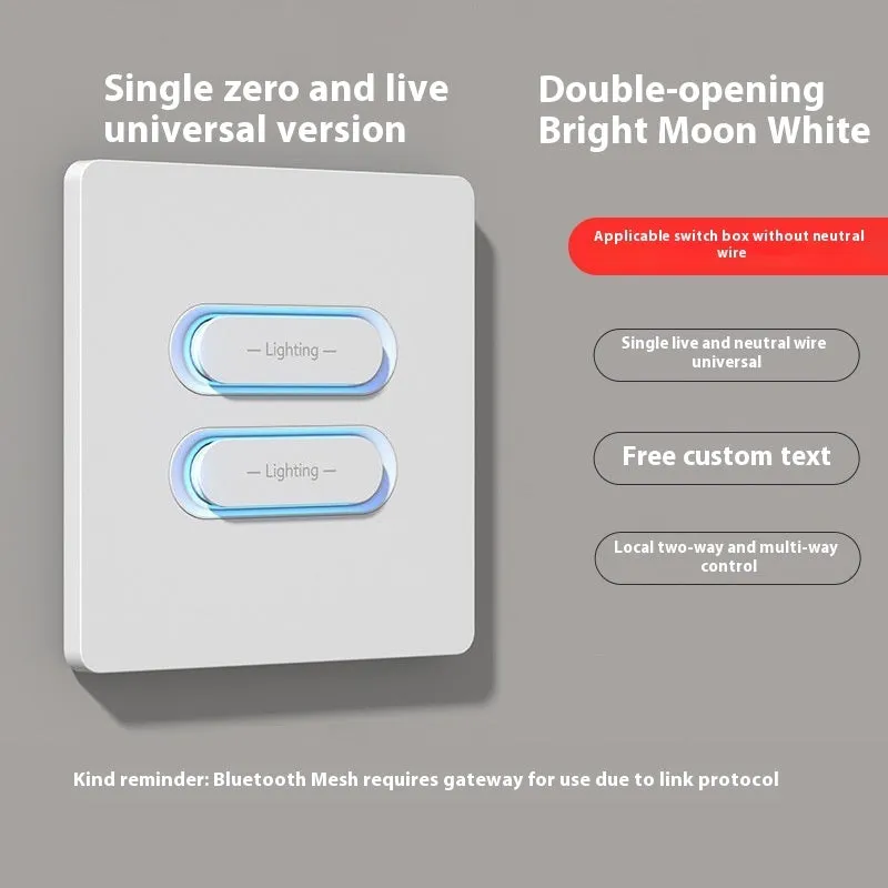 Smart switch with skin touch ambience light in Moon White finish Bluetooth Mesh dual multi-control